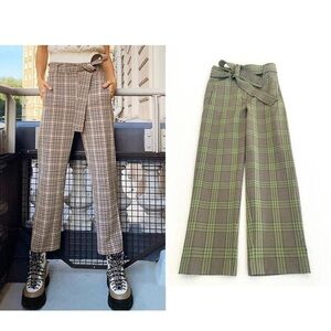 ARITZIA Wilfred Tie Front Plaid Pants